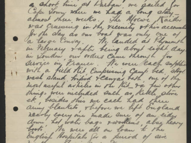 Handwritten narrative of Bessie McIntosh Waldon