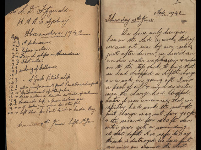 Page from handwritten diary of Leonard Doolan Fitzgerald