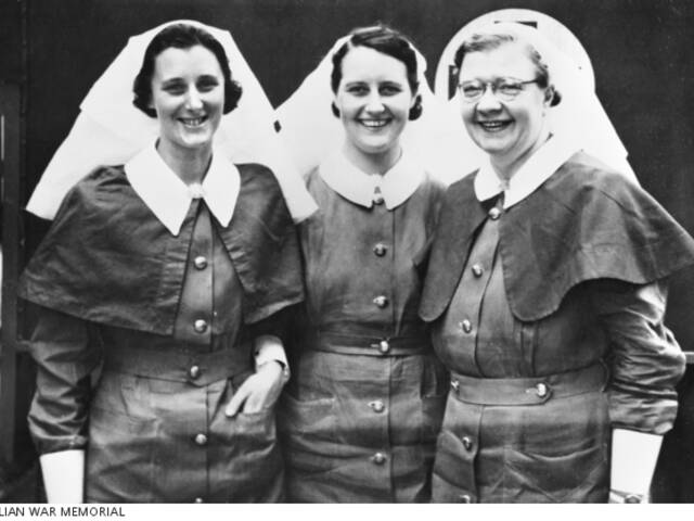Portrait of two sisters with Matron Drummond at right