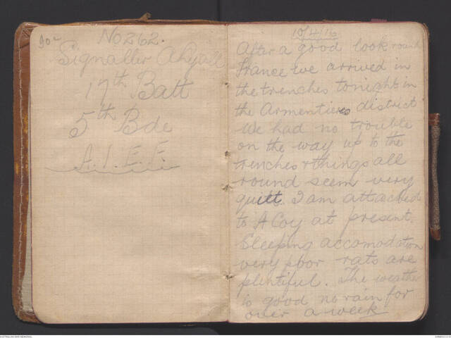 Handwritten diary page of Alexander Lyal