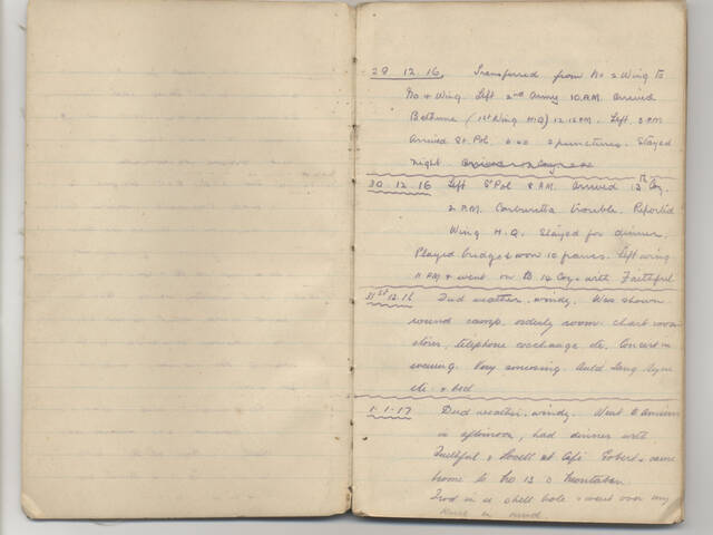 Handwritten page from diary of Geoffrey Arthur Nevett mitchell