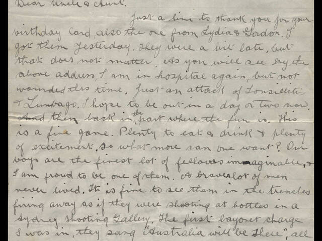 William Robert Felton to Aunt and Uncle