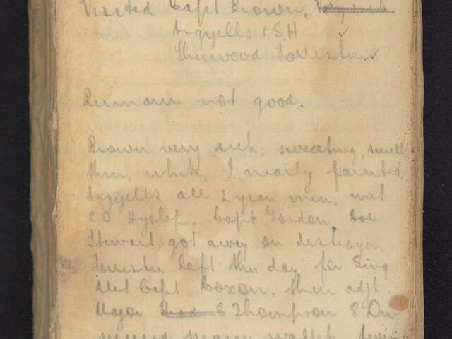 Handwritten page from diary of John Kevin Lloyd
