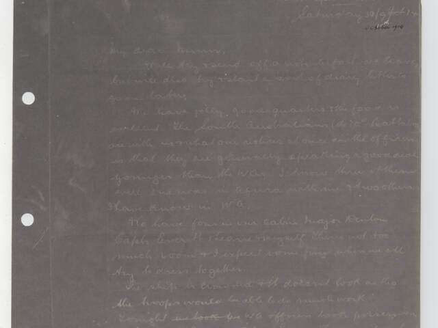 Photostat image of letter from Captain Charles Albert Barnes