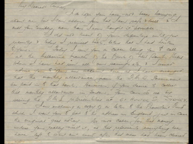 Handwritten letter by John Slater