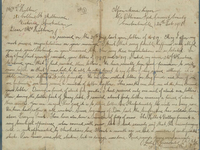Handwritten letter to Miss Duffy