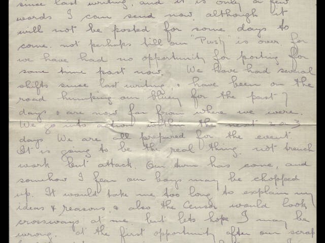 Handwritten letter by Sydney Woollams
