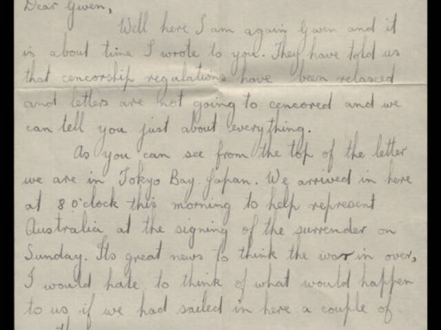 Handwritten letter by James Lawrence Perry
