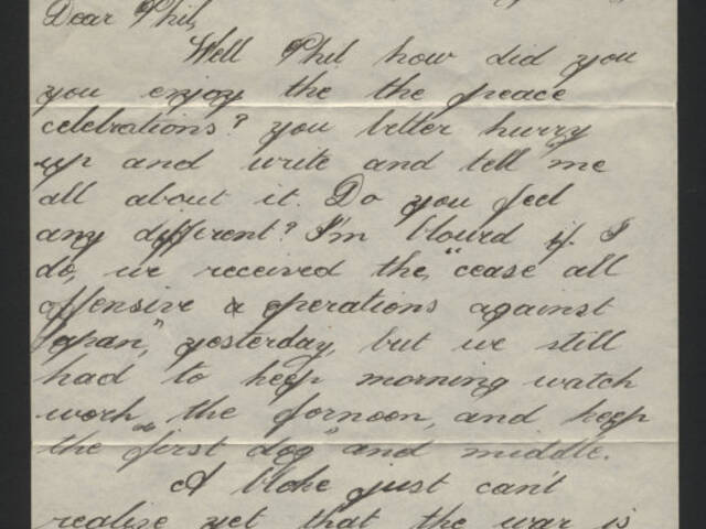 Handwritten letter by Howard Carthew Stevenson