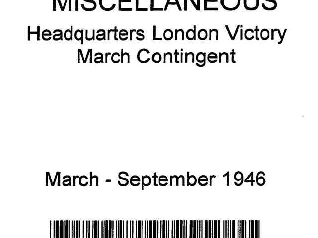 Cover of file AWM52 1/11/18 Headquarters London Victory March Contingent March - September 1946