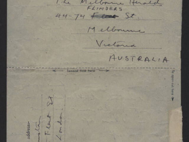 Air letter addressed to Mr W Dunstan