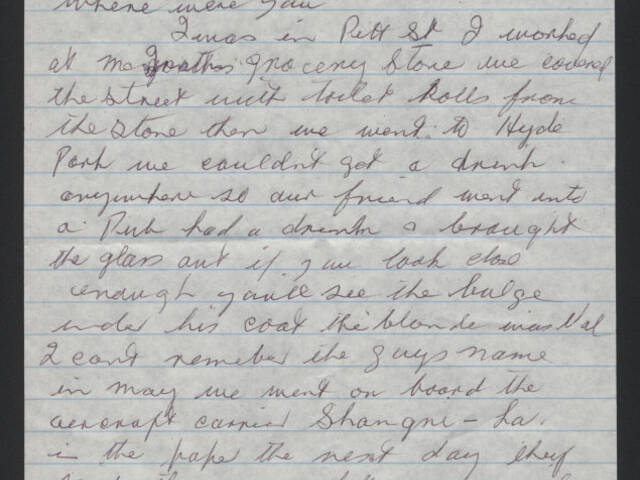 Handwritten letter to the Sunday Telegraph