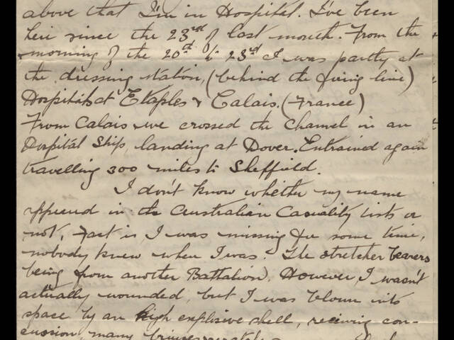 Handwritten letter by Private Joseph Criss