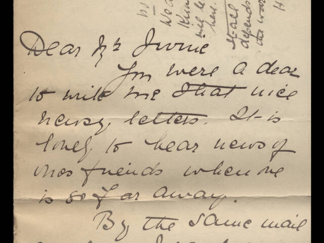 Handwritten letter by Hilda Cope