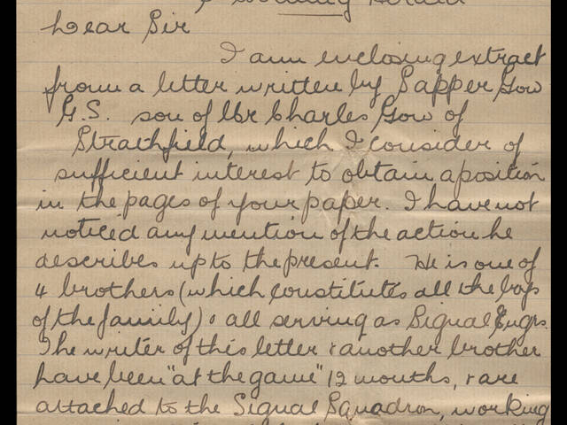 Handwritten letter by Gladys Brian