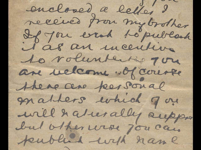 Handwritten letter by unknown