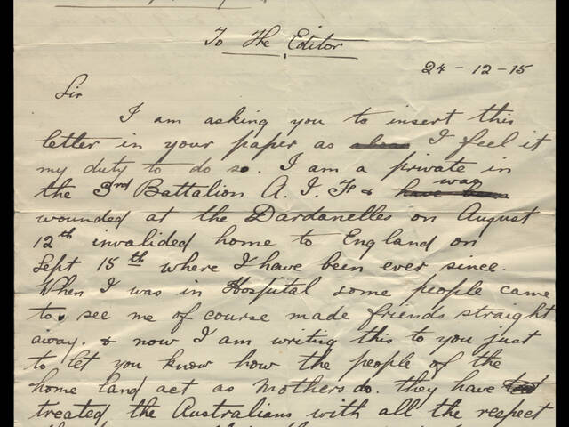 Handwritten letter by Norman Victor Powe