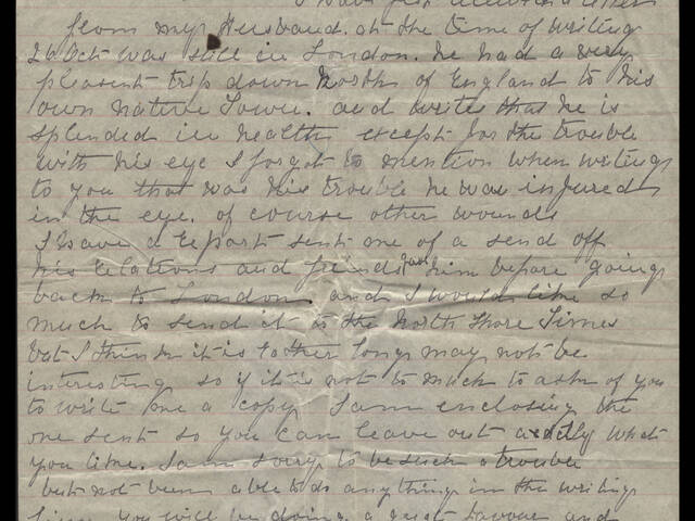 Handwritten letter by J Heatherington