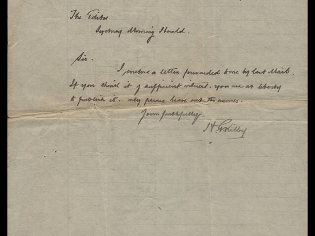 Handwritten letter by H G Kilby