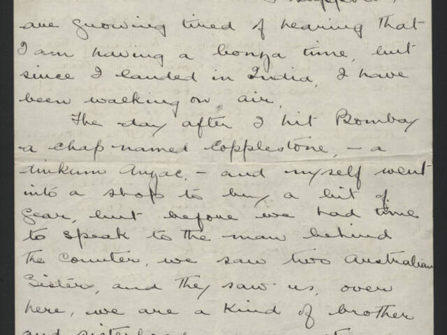 Handwritten letter by Captain Walter Morris Felix Gamble