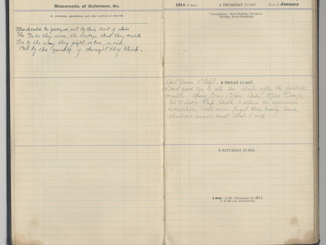 Page from diary of Frederick Trouton Small
