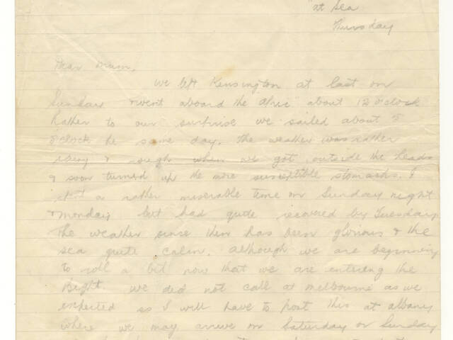 Handwritten letter by Frederick Warren Muir