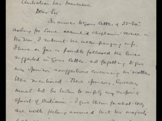 Handwritten letter by Sidney Alexander Beveridge