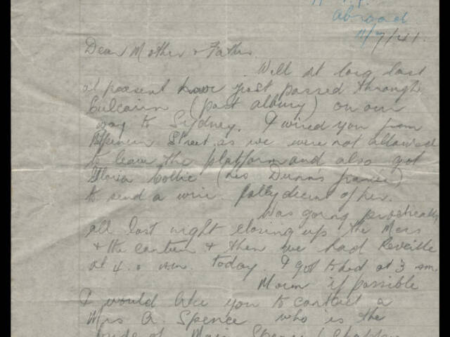 Handwritten letter by Jack Lusby Burns