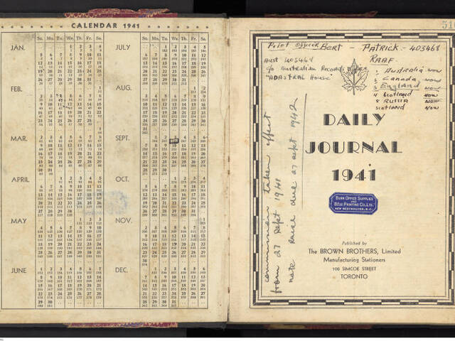 Handwritten diary of Sydney Denis Patrick