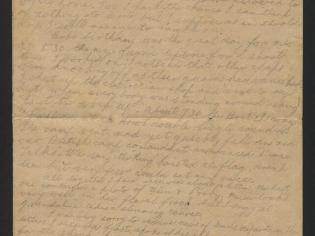 Handwritten letter by Ronald Maurice Pullin