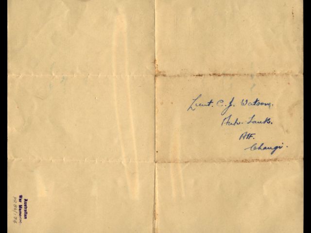 Inside cover of diary of Cyril John Watson