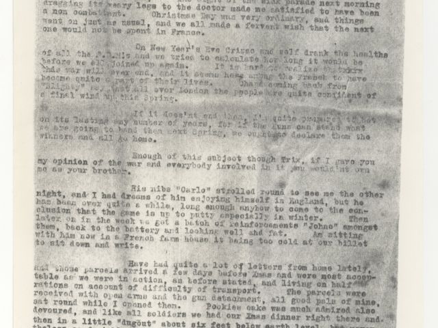 Typewritten copy of letter by James Vincent Clarke