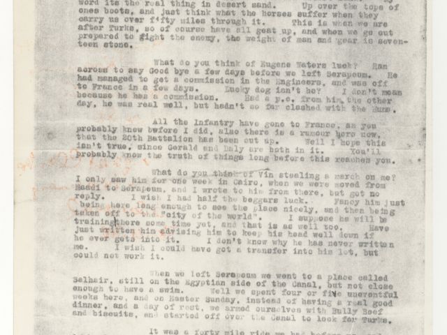 Typewritten copy of letter by Oliver Joseph Burke Clarke