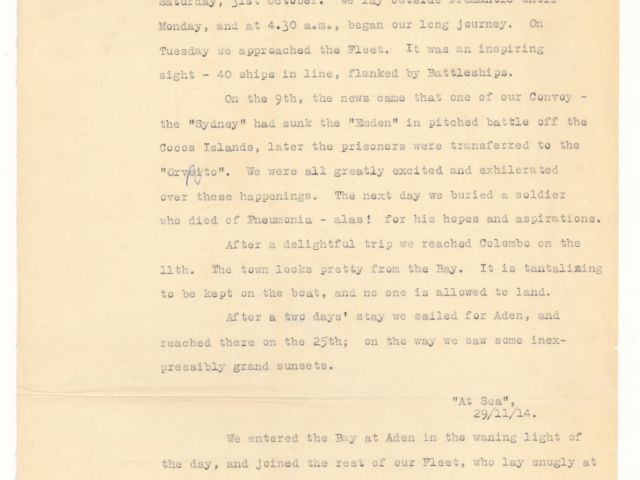 Typewritten copy of letter from Hector Roy McLarty