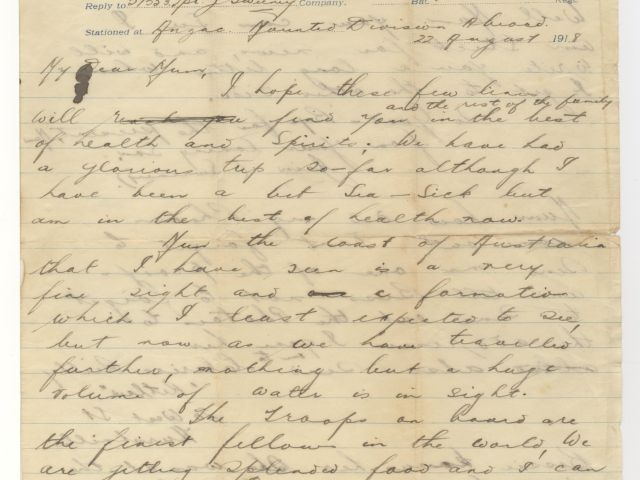 Handwritten letter by James Joseph Augustus Sweeney