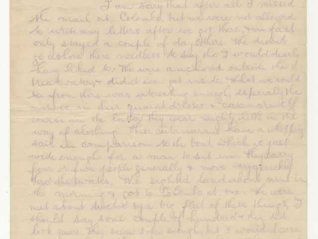 Handwritten letter by Harry Hodgman