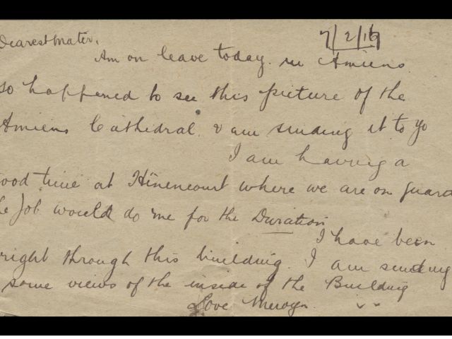 Handwritten letter by Mervyn Ernest Hazen