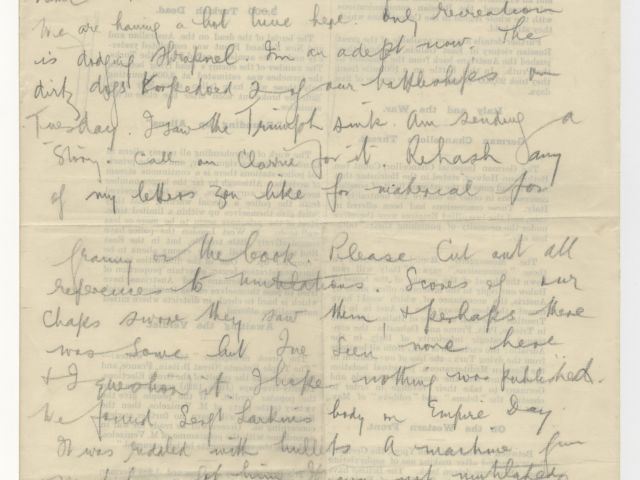 Handwritten letter by Oliver Hogue