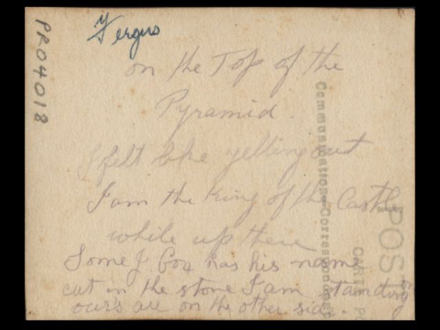 Postcard written by Fergus Robert Cox