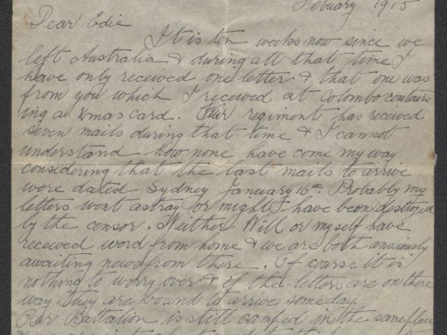 Handwritten letter by Richard John Longstaff