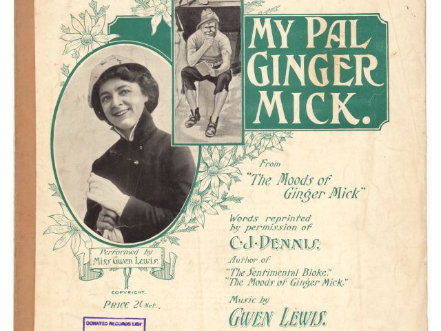 My pal Ginger Mick by C.J. Dennis sheet music cover