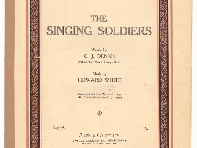 The Singing Soldiers by C. J. Dennis sheet music cover 