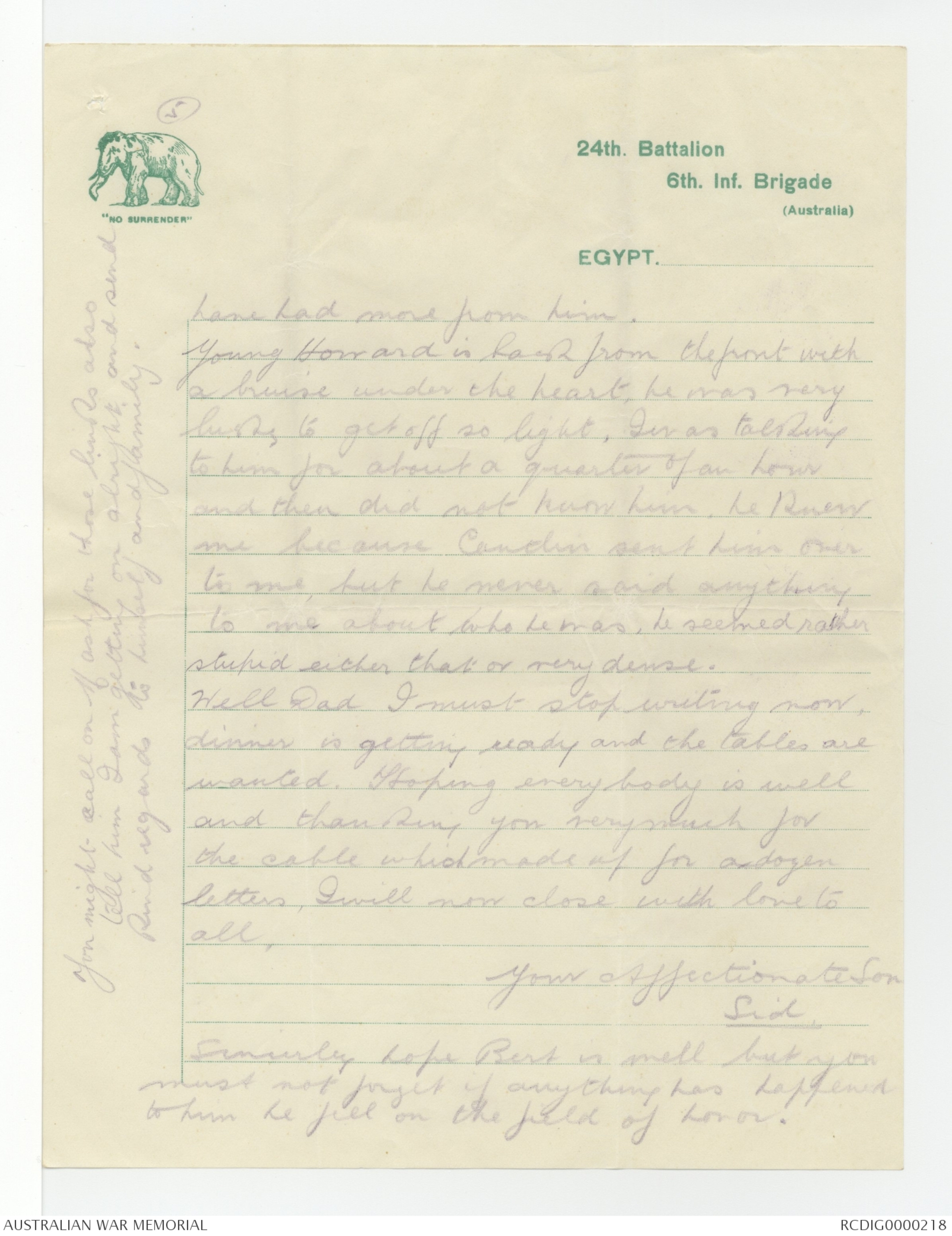 Letters From Alfred Sydney Burvett To His Family, 1914-1916 - Part 3 ...